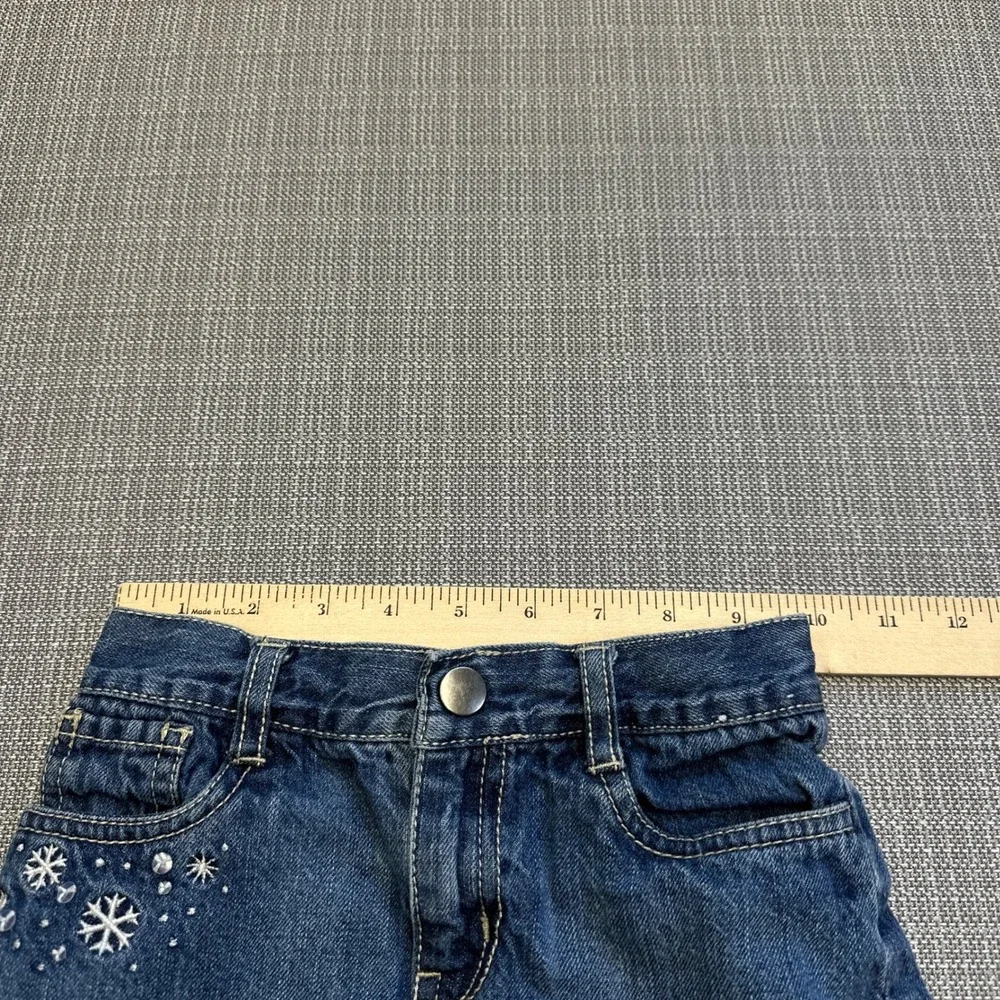 Gymboree Ruffle Denim Skirt‎ size 5 Snowflake Embroidery Adjustable Waist Cute